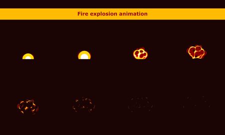 Fire explosion animation frames for cartoon gameの写真素材