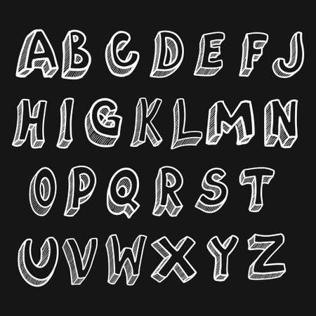 Doodle hand drawn vector cute isolated fontのイラスト素材