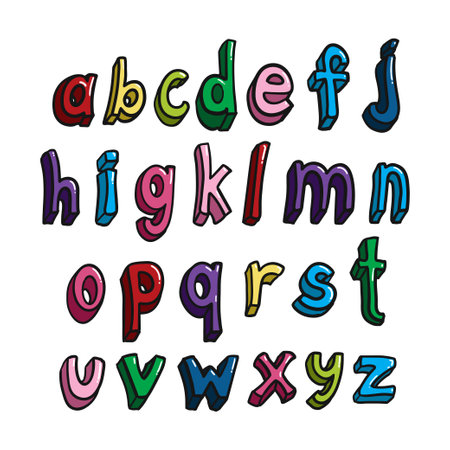 Doodle hand drawn vector cute isolated fontのイラスト素材