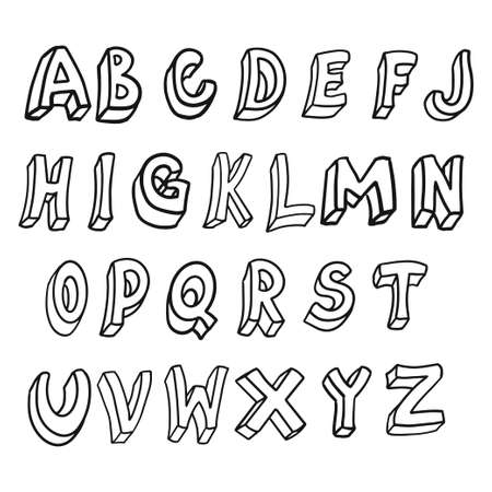 Doodle hand drawn vector cute isolated fontのイラスト素材