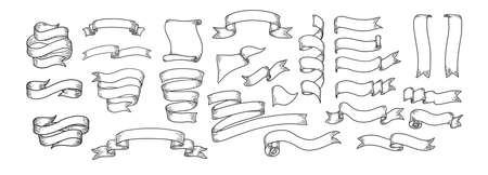 Hand drawing vector cartoon hand drawn sketches ribbonsのイラスト素材