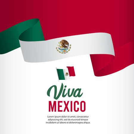 Viva Mexico independence day vector template. Design illustration for banner, advertising, greeting cards or print. Design happiness celebration.;のイラスト素材