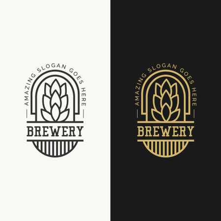 Mono line brewery logo design concept.のイラスト素材