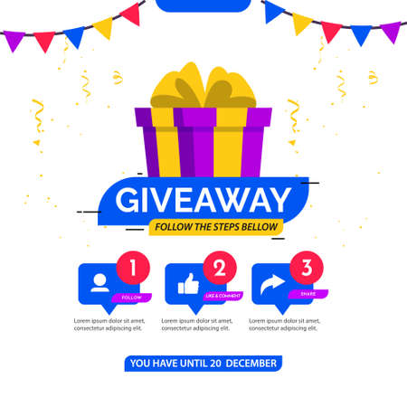 Giveaway banner design template. Social media poster design.のイラスト素材