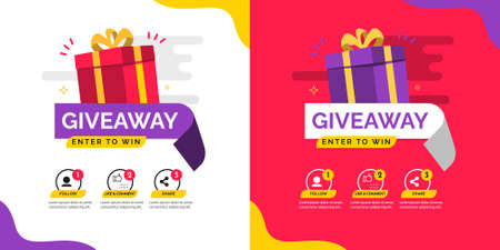 Giveaway social media contest vector template.のイラスト素材