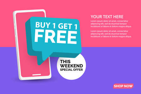 buy 1 get 1 free premium vector template.のイラスト素材