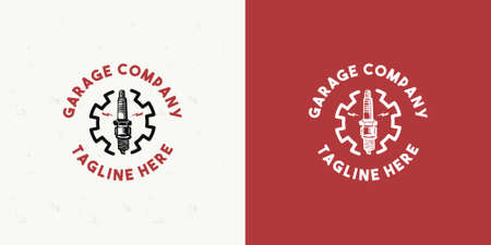 vintage retro garage logo design conceptのイラスト素材