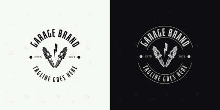 vintage retro garage logo design conceptのイラスト素材