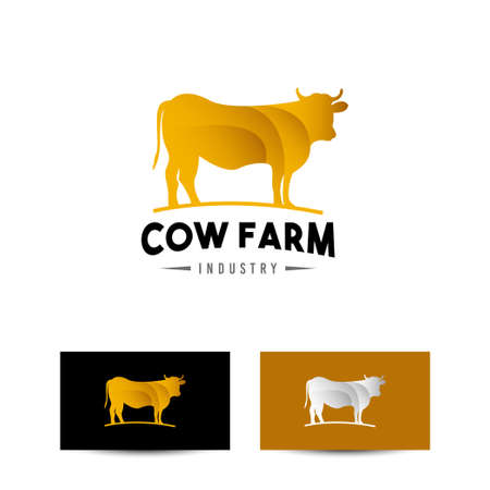 Illustrations of cow farm logo design template.のイラスト素材