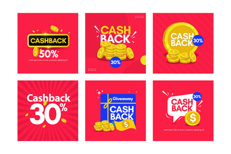 Set banners cashback vector design template.のイラスト素材
