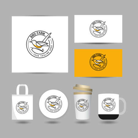 line art bird logo design conceptのイラスト素材