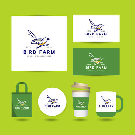 line art bird logo design conceptのイラスト素材