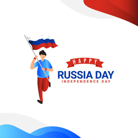 Illustrations of Russia day celebrations with national flag design template.のイラスト素材