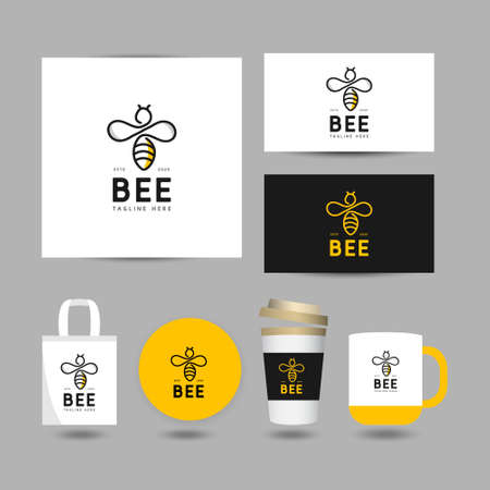 bee honey logo design concept with print template.のイラスト素材