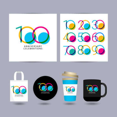 Set anniversary design logo concept. Logo for celebrations your company, greeting card, digital banner or print.のイラスト素材