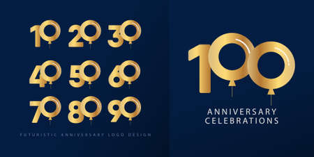Set anniversary design logo concept. Logo for celebrations your company, greeting card, digital banner or print.のイラスト素材