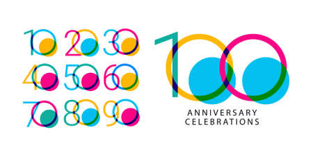 Set anniversary design logo concept. Logo for celebrations your company, greeting card, digital banner or print.のイラスト素材