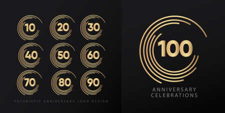 Set anniversary design logo concept. Logo for celebrations your company, greeting card, digital...