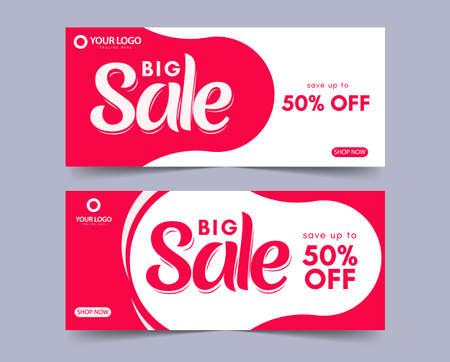 Sale design banner templates. Vector illustration. Store label. 50% off.のイラスト素材