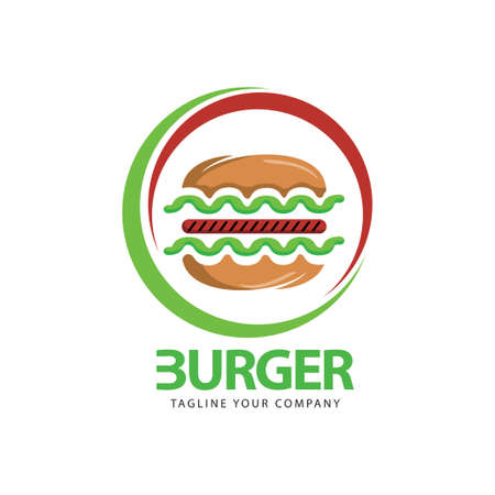 Burger logo and icon vector template. Food vector template.のイラスト素材