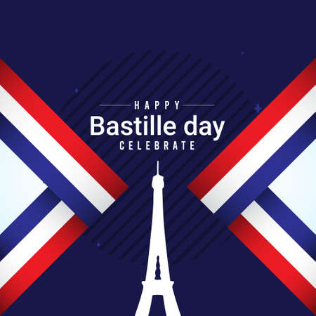 Happy Bastille day celebrations vector template.のイラスト素材
