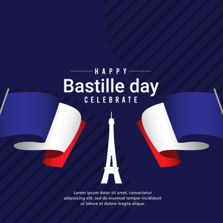 Happy Bastille day celebrations vector template.のイラスト素材