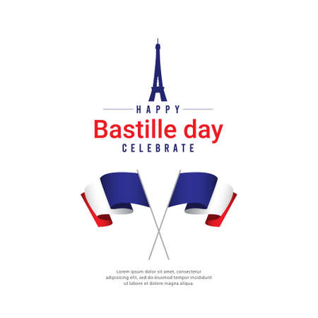 Happy Bastille day celebrations vector template.のイラスト素材