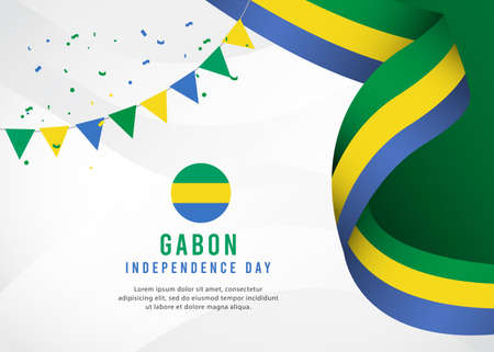 Gabon independence day vector template.のイラスト素材