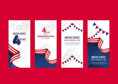 4 th of july independence day celebrations. United states celebrations banner template.のイラスト素材