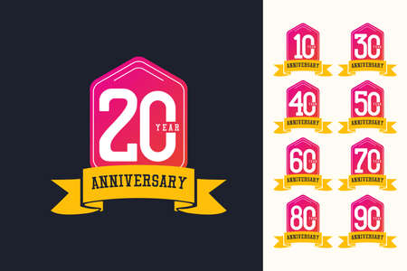 Set anniversary design logo concept. Logo for celebrations your company, greeting card, digital banner or print.のイラスト素材