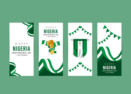 nigeria independence day vector template. Design for banner; greeting cards or print. welcome to nigeriaのイラスト素材