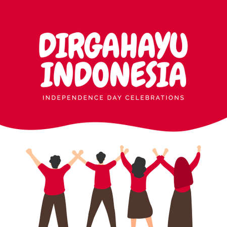 Indonesia independence day banners template. Design with national flag.のイラスト素材