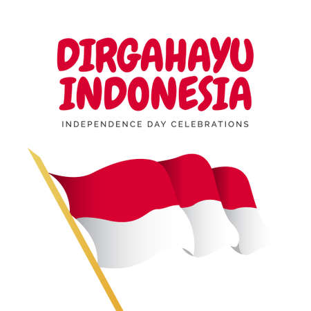 Indonesia independence day banners template. Design with national flag.のイラスト素材