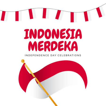Indonesia independence day banners template. Design with national flag.のイラスト素材