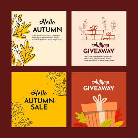 Set happy autumn banners design template.のイラスト素材