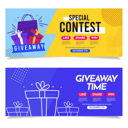 Giveaway social media contest vector template.のイラスト素材
