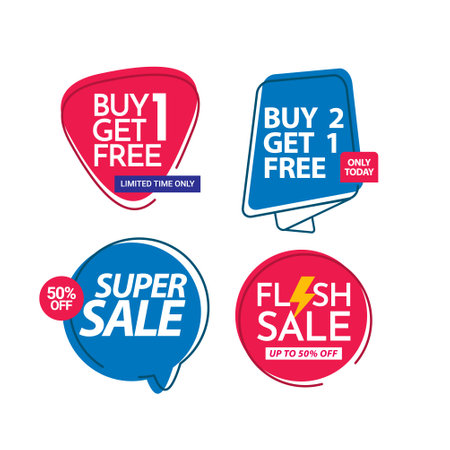 buy 1 get 1 free premium vector template.のイラスト素材