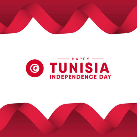 Tunisia independence day vector template. Design illustration for banner, advertising, greeting cards or print. Design happiness celebration.のイラスト素材