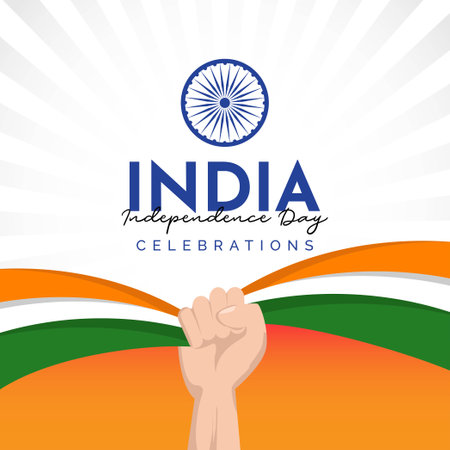 Wavy indian flag design for independence day. India independence day banners template.のイラスト素材