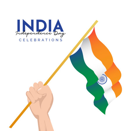 Wavy indian flag design for independence day. India independence day banners template.のイラスト素材