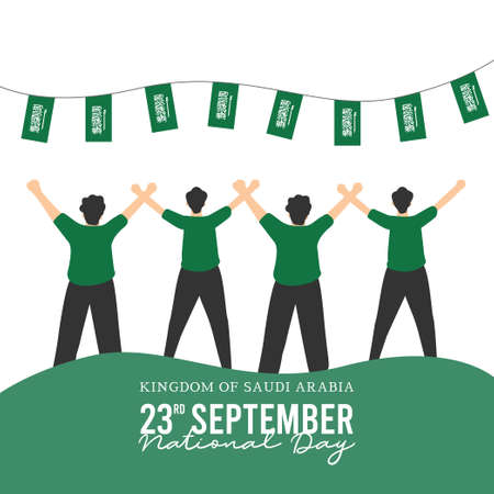 Saudi Arabia independence day vector template. Design illustration for banner; advertising; greeting cards or print. Design happiness celebration.のイラスト素材