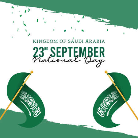 Saudi Arabia independence day vector template. Design illustration for banner; advertising; greeting cards or print. Design happiness celebration.のイラスト素材