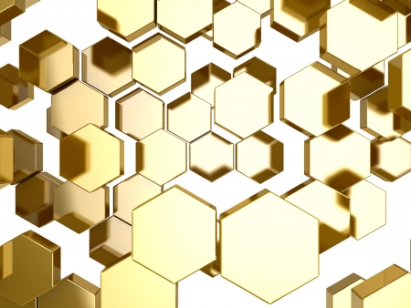  3D gold honeycomb pattern backgroundの写真素材