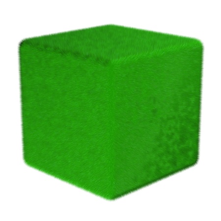  3D green grass fur cube isolatedの写真素材