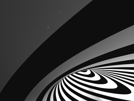 Black and White Stripes Projection on 3D Torus.の写真素材