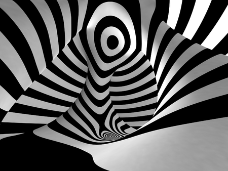 Black and White Stripes Projection on 3D Torus.の写真素材