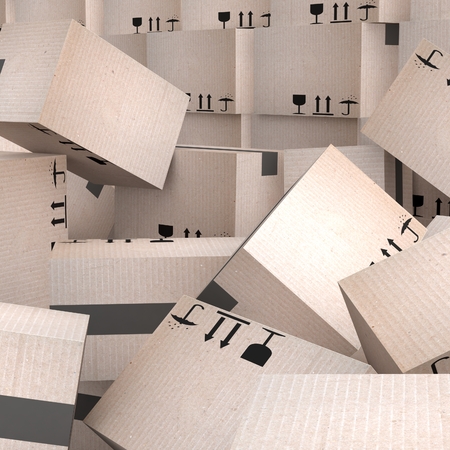 3D cardboard boxes. Render isolated on white.