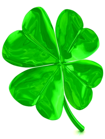 3D fourleaf clover background. 3D isolated render.の写真素材