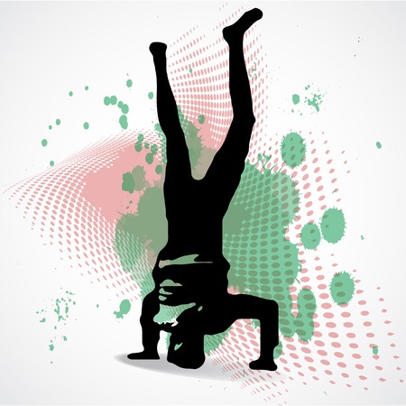 Vector Illustration of guy standing on head. のイラスト素材