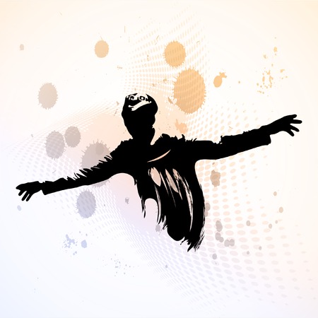 Vector Illustration of guy spread his arms.のイラスト素材